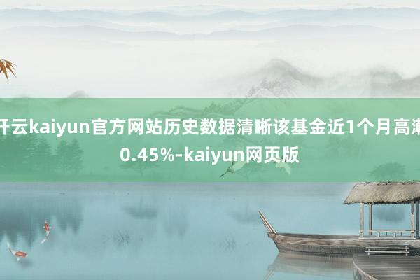 开云kaiyun官方网站历史数据清晰该基金近1个月高潮0.4